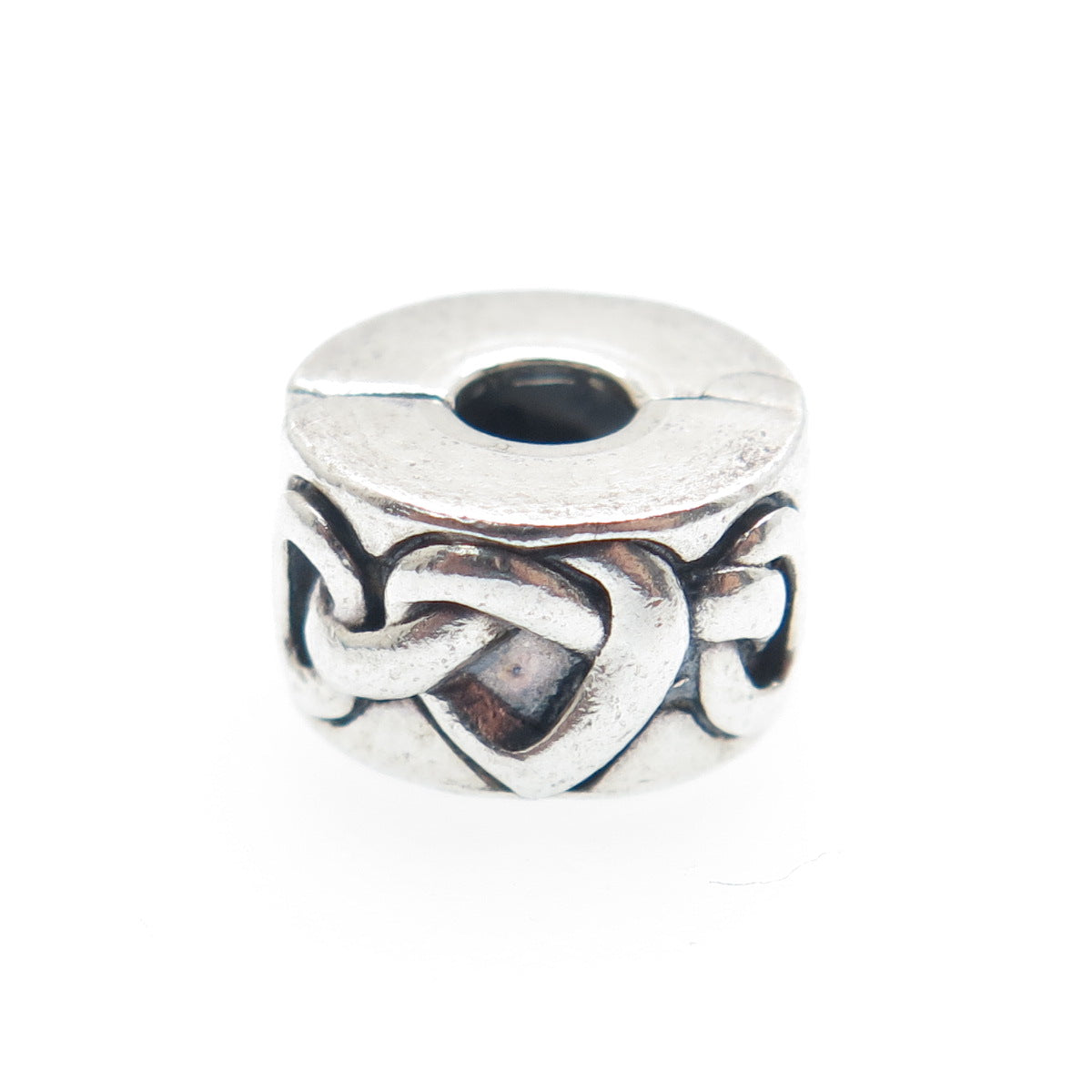 PANDORA 925 Sterling Silver Heart Knot Clip Charm