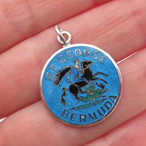 BREADNER CO. 925 Sterling Silver Vintage Enamel St. George Bermuda Charm Pendant