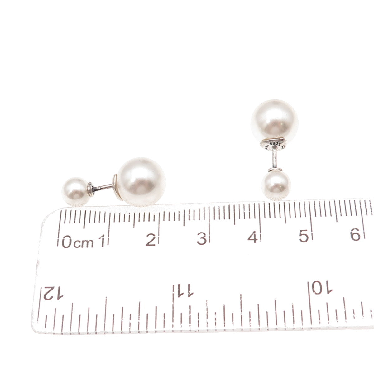 Pandora 925 Sterling Silver Faux Pearl Ball Stud Earrings