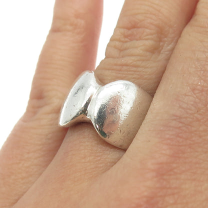 925 Sterling Silver Vintage Modernist Hugs Ring Size 7.5