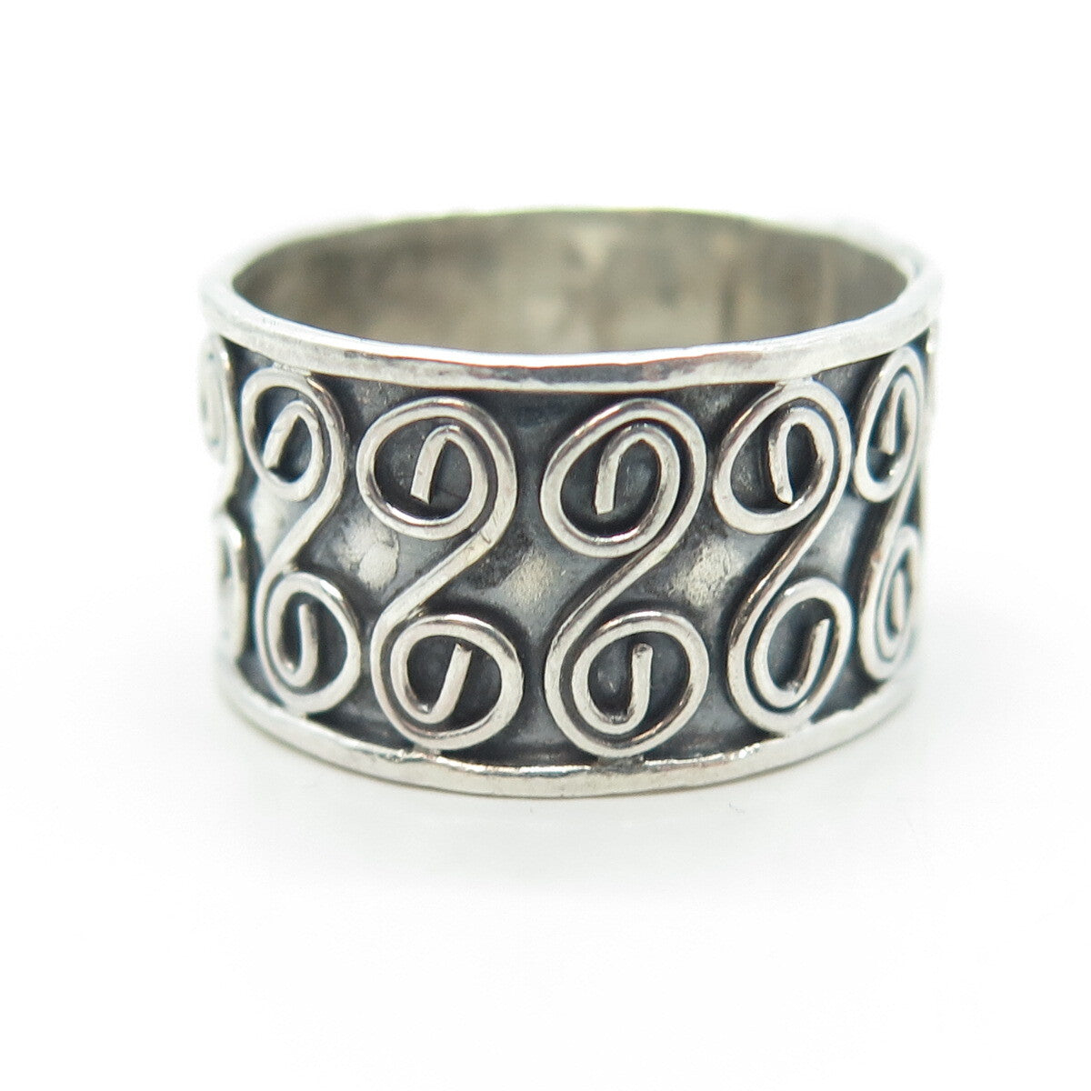 925 Sterling Silver Vintage Spiral Ann Around Band Ring Size 8.5