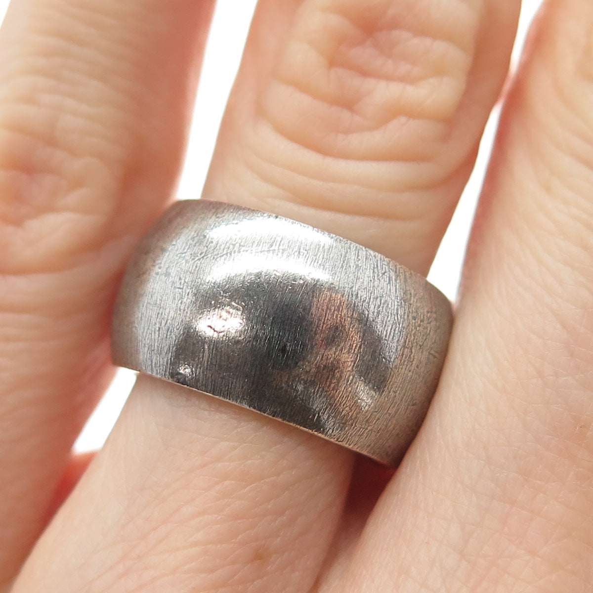 925 Sterling Silver Vintage Cigar Band Oxidized Ring Size 5.75