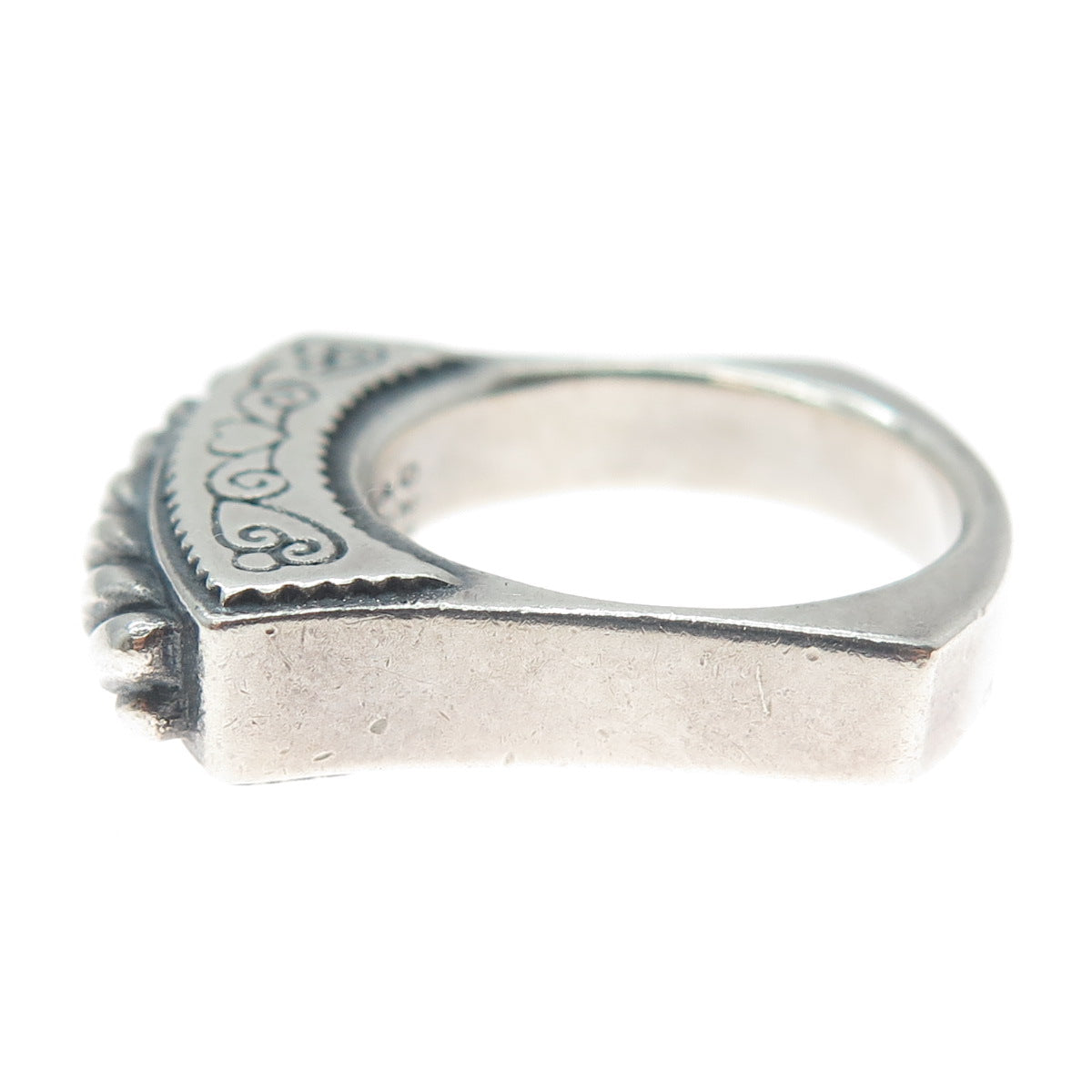 BRIGHTON 925 Sterling Silver Vintage Modernist Ribbed Oxidized Ring Size 7