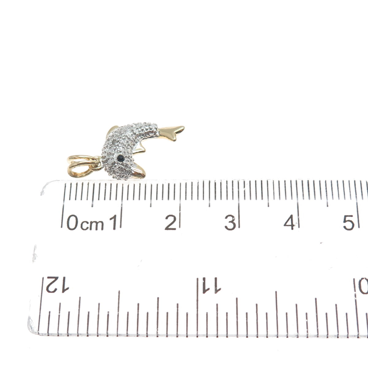 ROSS SIMONS 925 Sterling Gold Plated Diamond Accent Spinel Dolphin Mini Pendant