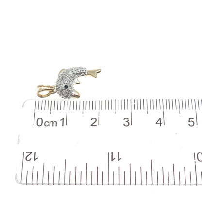 ROSS SIMONS 925 Sterling Gold Plated Diamond Accent Spinel Dolphin Mini Pendant