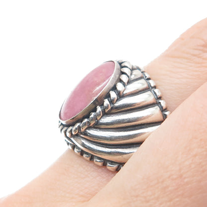 CAROLYN POLLACK Sterling Silver Vintage Real Rhodonite Oxidized Ring Size 8.25