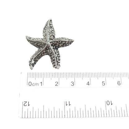 TERASURE 925 Sterling Silver Vintage Starfish Oxidized Pin Brooch