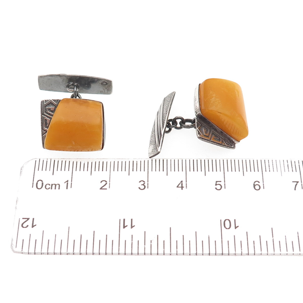 875 Silver Vintage Poland Real Butterscotch Amber Cufflinks