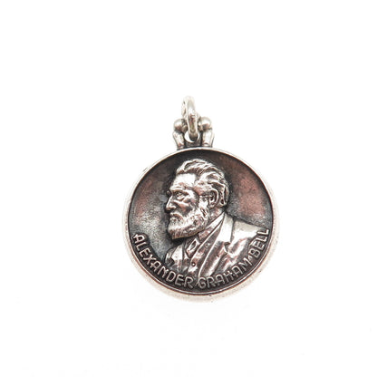 O.C. Tanner 925 Sterling Silver Vintage Alexander Graham Bell Mini Charm Pendant