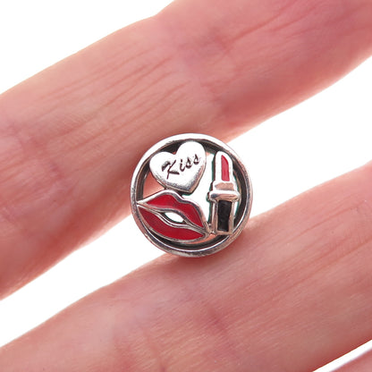Pandora 925 Sterling Silver Enamel Glamour Kiss Slide Bead Charm