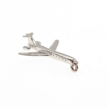 MAVO 925 Sterling Silver Vintage Airplane 3D Mini Slide Charm Pendant