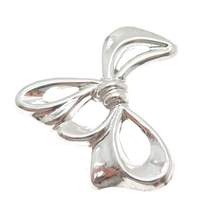 925 Sterling Silver Vintage Mexico Modernist Ribbon Bow Slide Pendant
