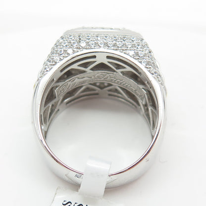 DADWANI 925 Sterling Silver 2-Tone Pave Swarovski Crystal Ring Size 11