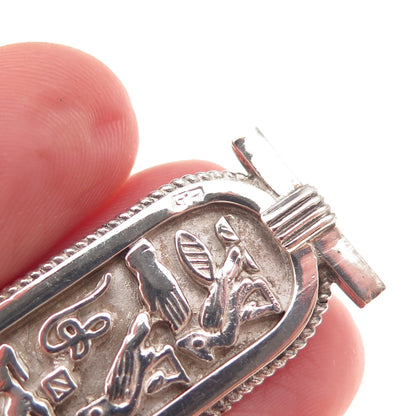 800 Silver Vintage Egyptian Cartouche Oxidized Pendant