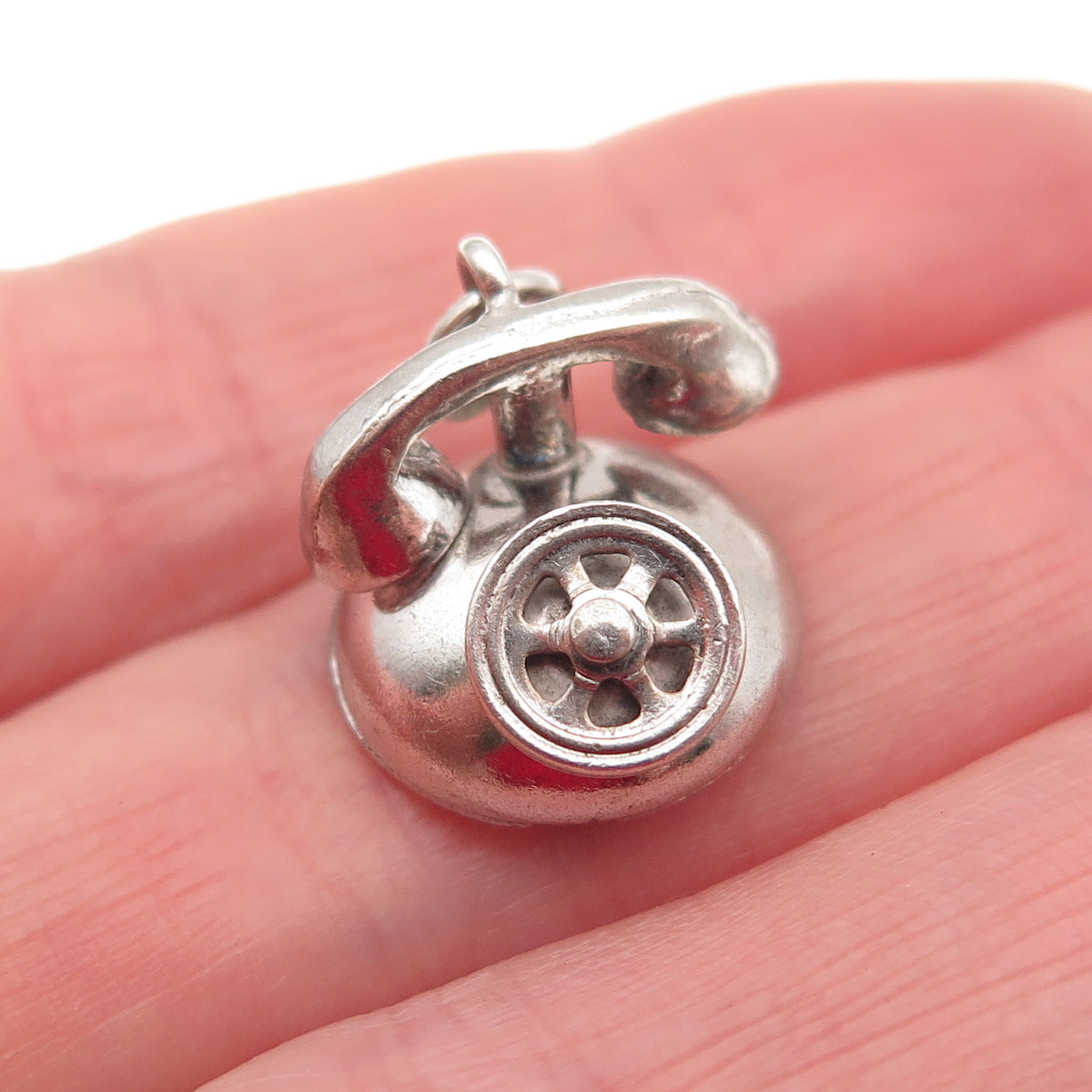 Danecraft Sterling Silver Antique Art Deco Rotary Phone 3D Mini Charm Pendant