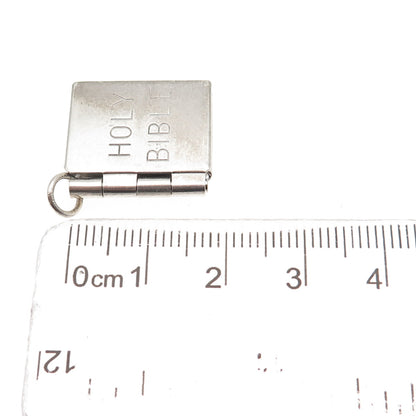 Wells 925 Sterling Silver Antique Art Deco Holy Bible Locket Mini Charm Pendant