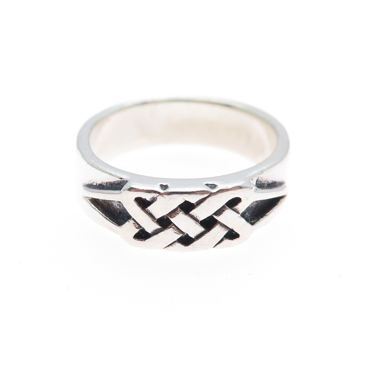 PETER STONE 925 Sterling Silver Vintage Celtic Knot Oxidized Band Ring Size 6