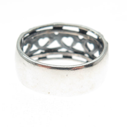 CHAPAL ZENRAY 925 Sterling Silver Vintage Heart Oxidized Ring Size 9.25
