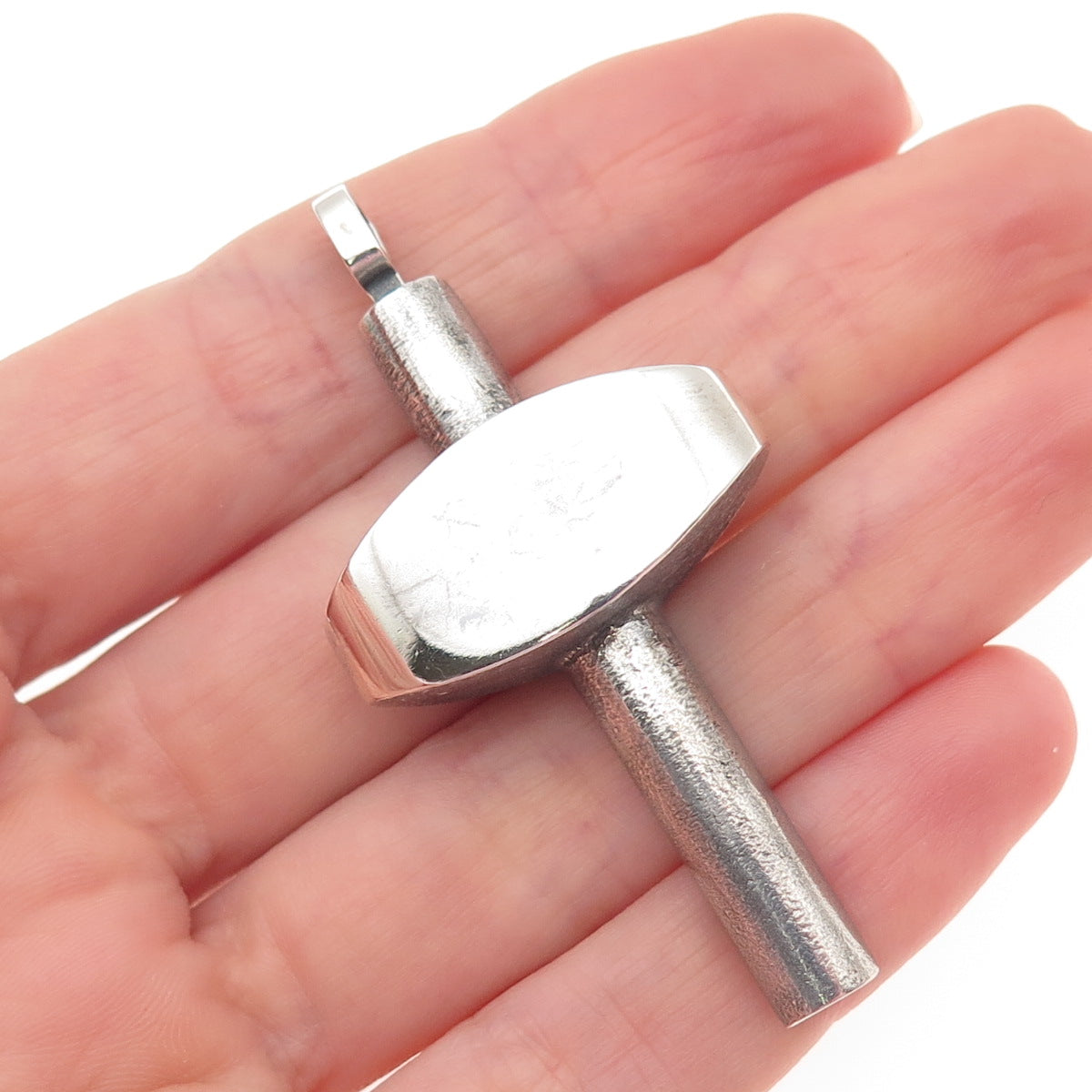 925 Sterling Silver Vintage Modernist Cross Oxidized Pendant