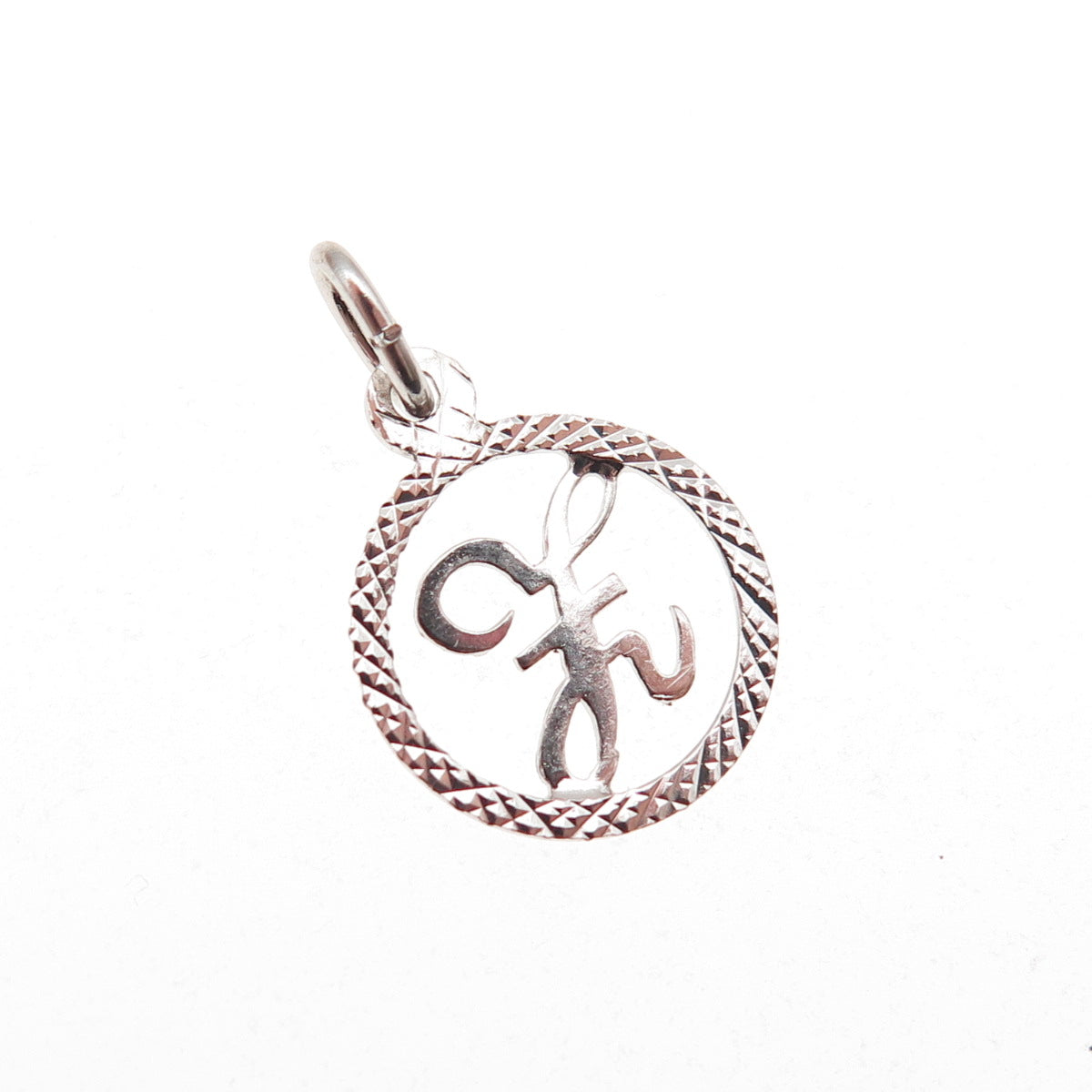 925 Sterling Silver Vintage Diamond-Cut Letter Z Initial Mini Charm Pendant