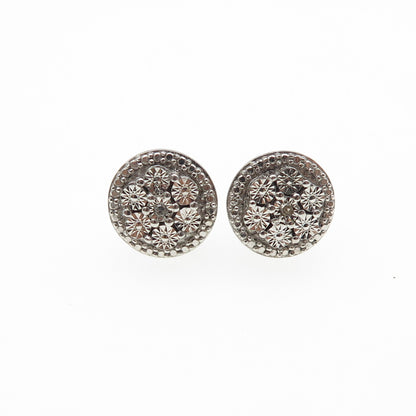 925 Sterling Silver Real Round-Cut Diamond Stud Earrings