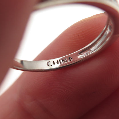 925 Sterling Silver Round-Cut C Z Half Eternity Band Ring Size 7.25
