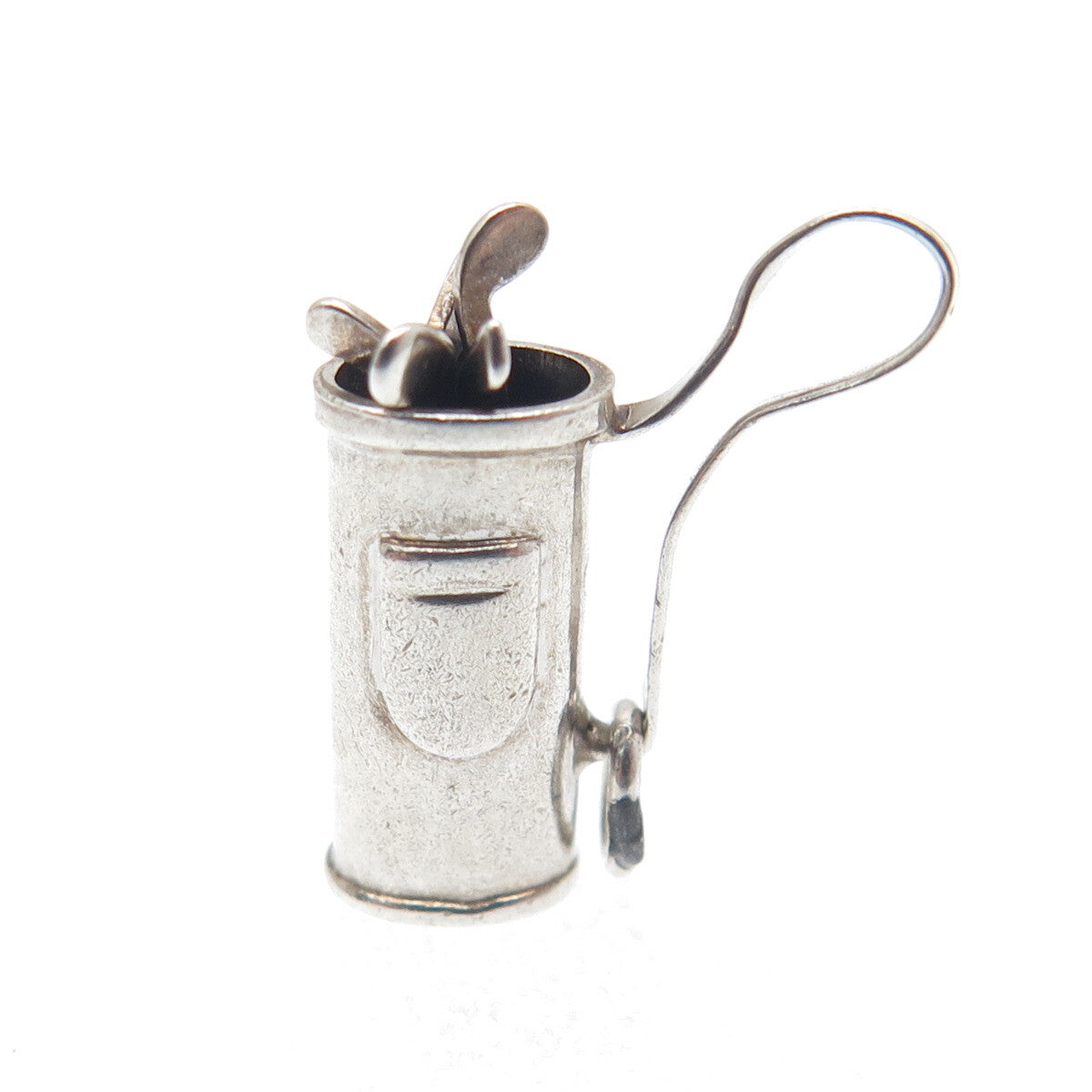 925 Sterling Silver Antique Art Deco Golf Club Minimalist 3D Charm Pendant