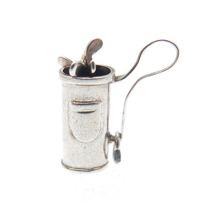 925 Sterling Silver Antique Art Deco Golf Club Minimalist 3D Charm Pendant