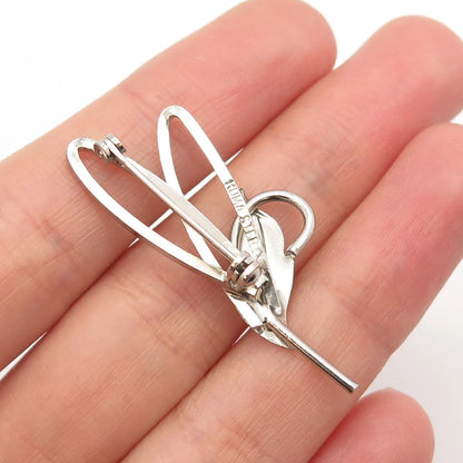 925 Sterling Silver Vintage ROMA Leaf Pin Brooch