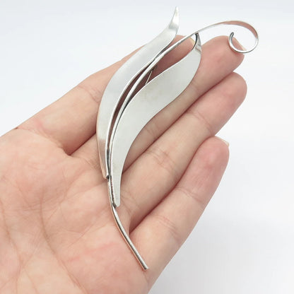 925 Sterling Silver Vintage BEAU Leaf Pin Brooch