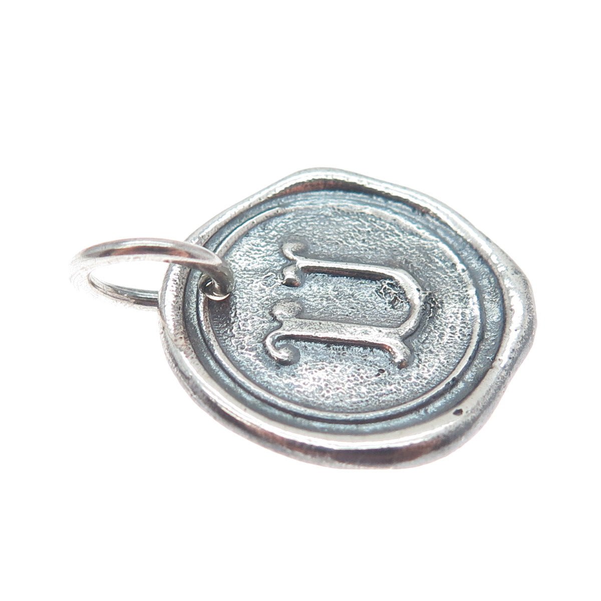 WAXING POETIC Sterling Silver Vintage Letter U Initial Oxidized Charm Pendant