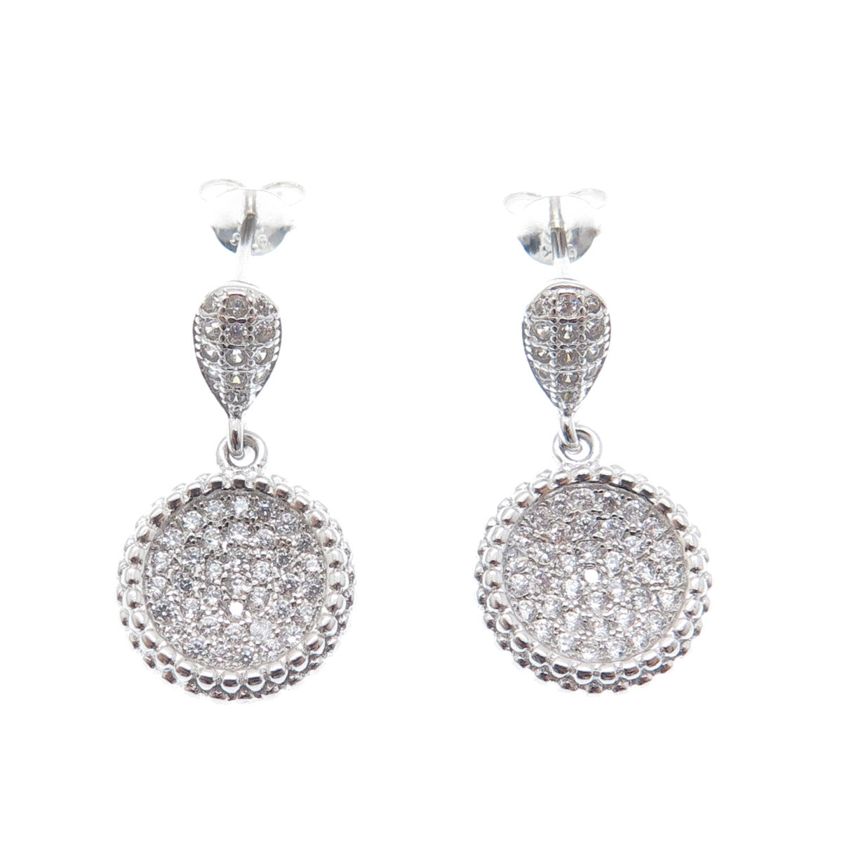 PRIZM 925 Sterling Silver Round-Cut C Z Dangle Earrings