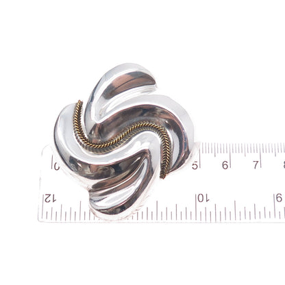 LATON 925 Sterling Silver 2-Tone Vintage Mexico Modernist Pin Brooch / Pendant