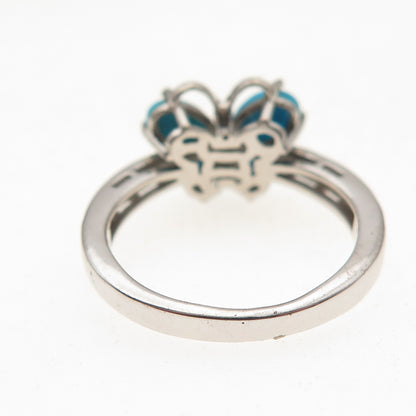 Chuck Clemency 925 Sterling Silver Real Turquoise Topaz Butterfly Ring Size 7.25