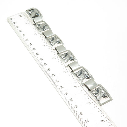 S. CHRISTIAN FOGH 830 Silver Vintage Denmark Modernist Floral Bracelet 7.25"