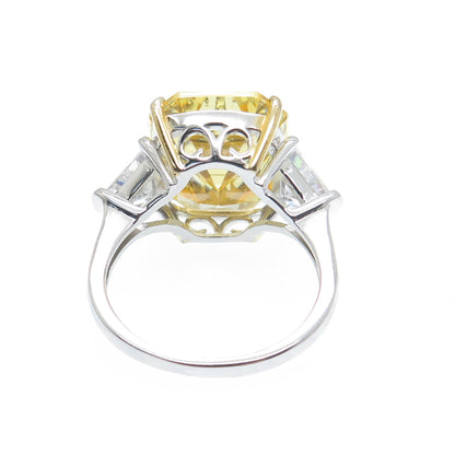 DSMK 925 Sterling Silver 2-Tone Canary & White Multi-Cut C Z Ring Size 10.25