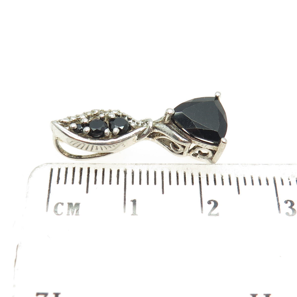 CHUCK CLEMENCY 925 Sterling Silver Vintage Real Black Spinel Gemstone Pendant