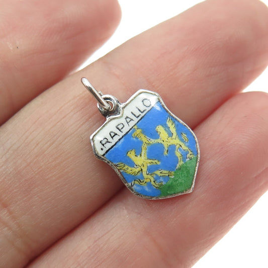 FRITZ REU & CO. 800 Silver Vintage Enamel Rapallo Italy Minimalist Charm Pendant