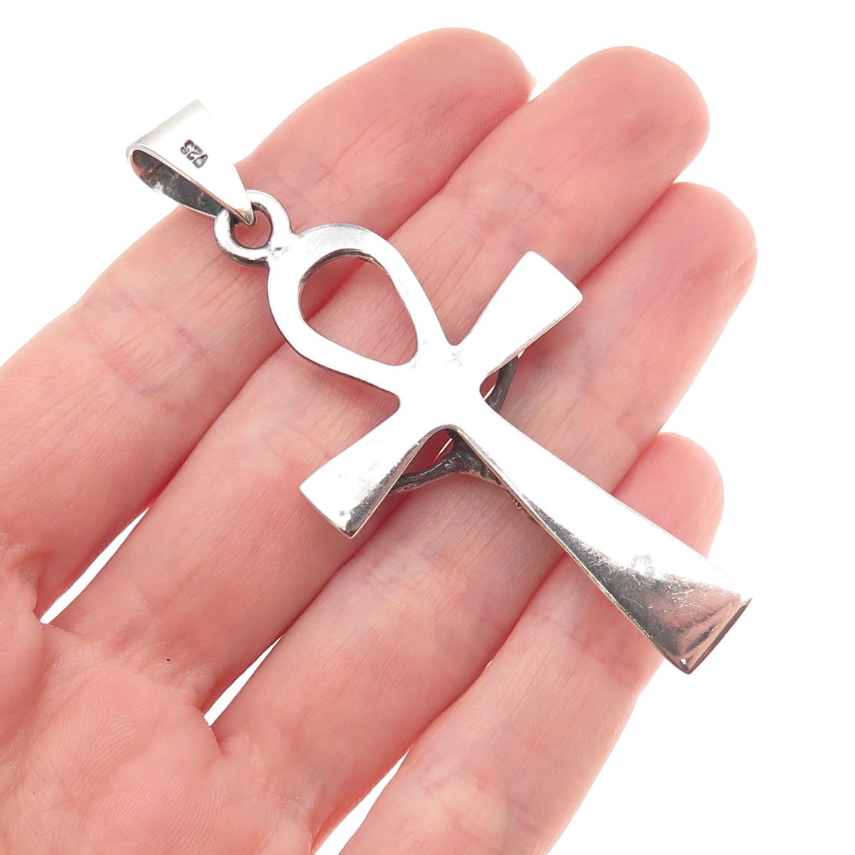 925 Sterling Silver Vintage Egyptian Ankh Crucifix Cross Charm Pendant
