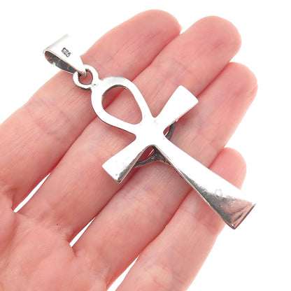 925 Sterling Silver Vintage Egyptian Ankh Crucifix Cross Charm Pendant