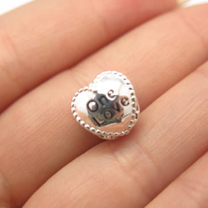 925 Sterling Silver Vintage "One Love" Heart Charm