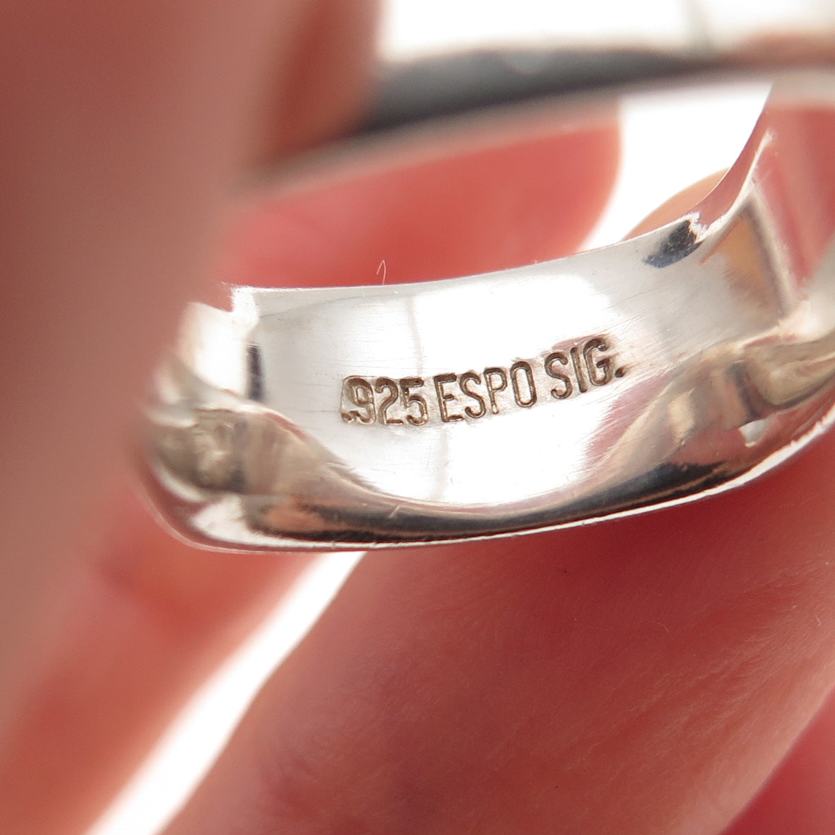 Joseph Esposito 925 Sterling Silver Vintage Oxidized Square Band Ring Size 7.25