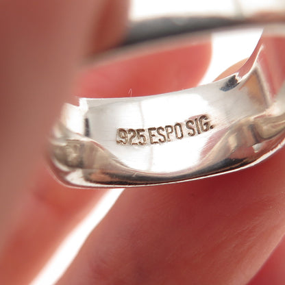 Joseph Esposito 925 Sterling Silver Vintage Oxidized Square Band Ring Size 7.25