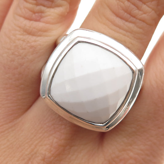 DAVID YURMAN 925 Sterling Silver Vintage Real White Onyx Ring Size 8.5