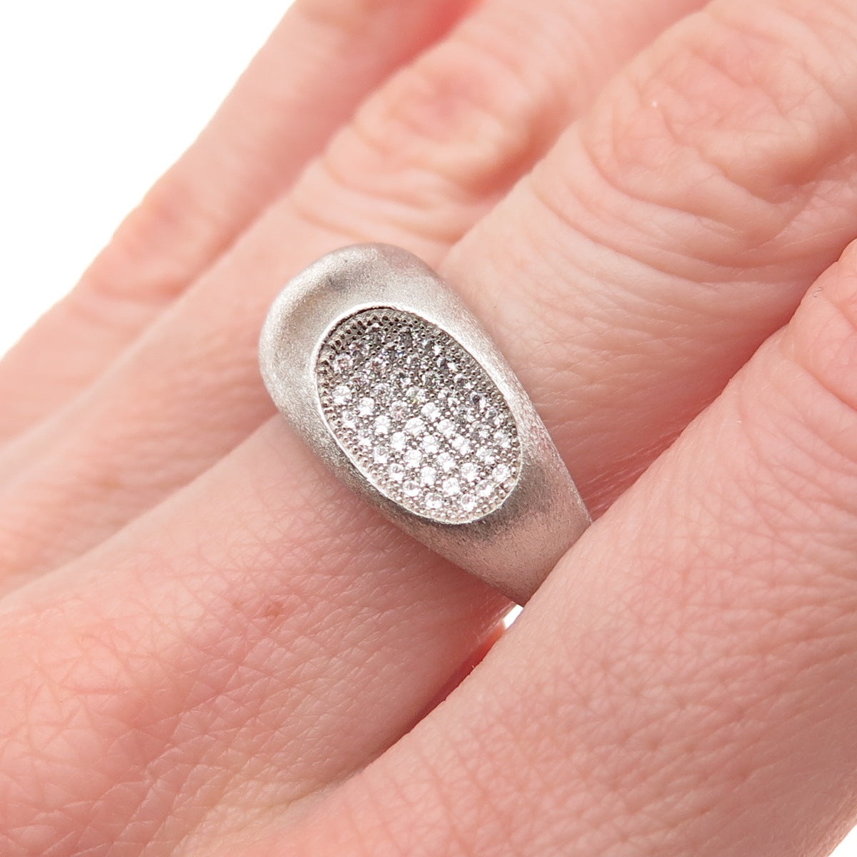 925 Sterling Silver Round-Cut C Z Modernist Dome Ring Size 9
