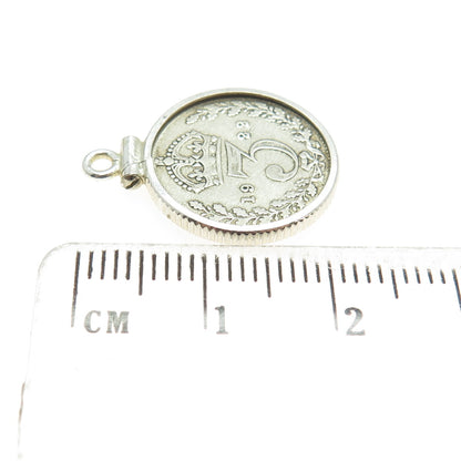 925 Sterling Silver Antique 1922 "3 Pence King George V" Coin Pendant