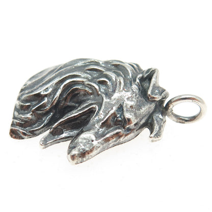 925 Sterling Silver Vintage Collie Dog Oxidized Charm Pendant