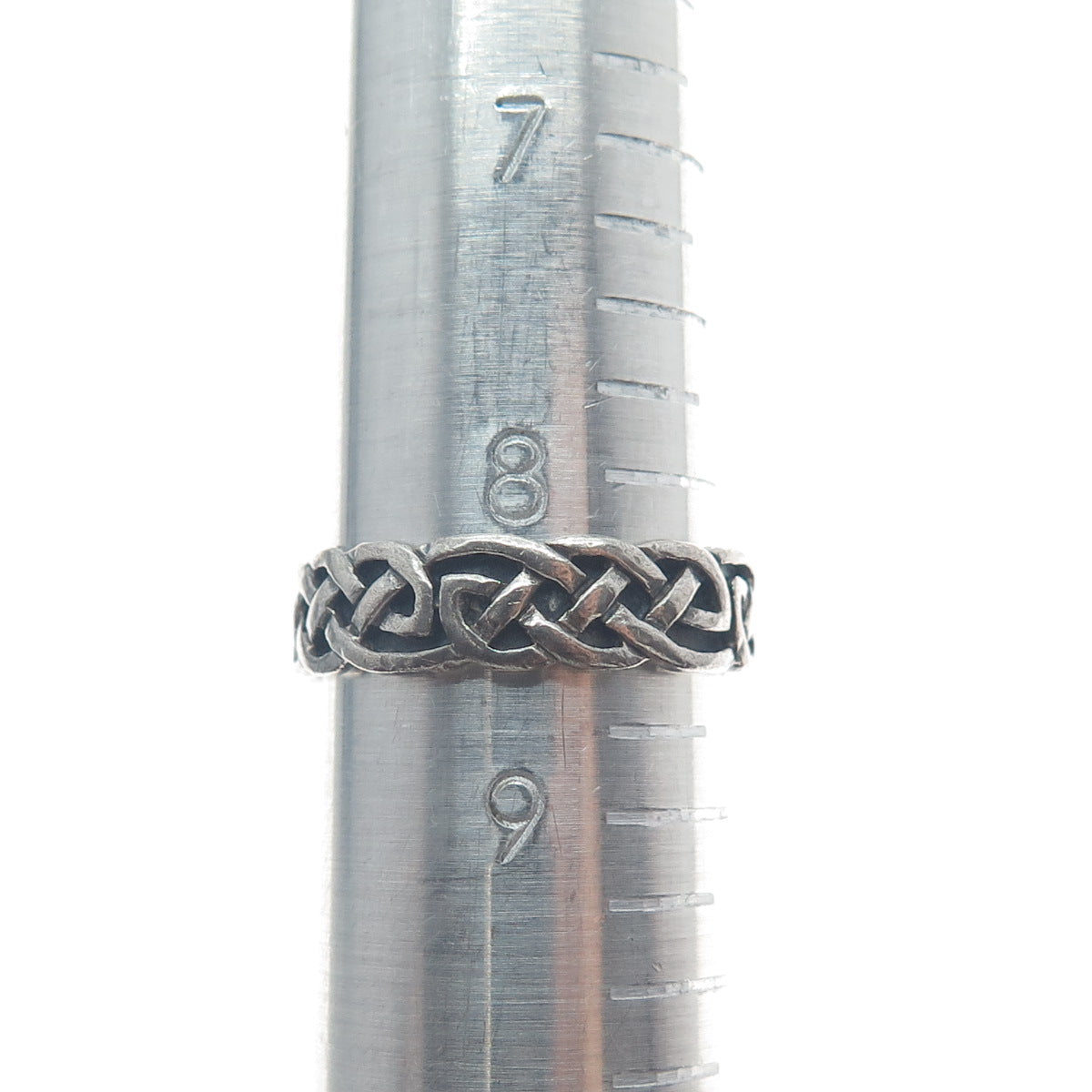 925 Sterling Silver Vintage Celtic Knot Oxidized Band Ring Size 8.5