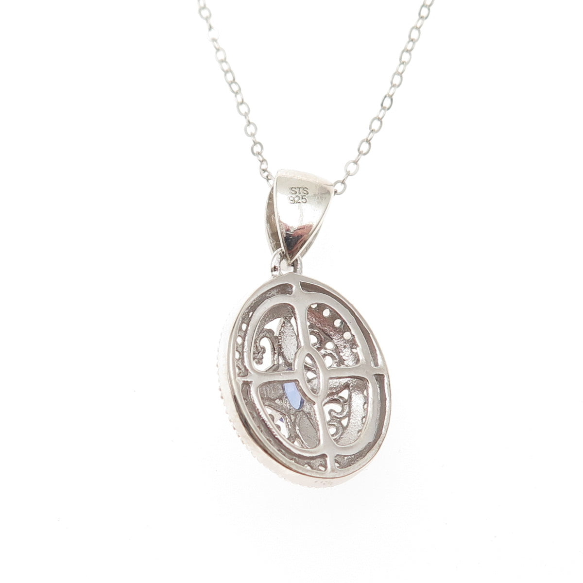 Chuck Clemency 925 Sterling Silver Real Tanzanite White Topaz Chain Necklace 20"