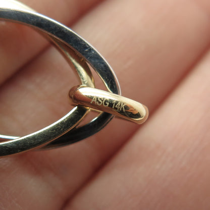 14K Yellow & White Gold Interlocked Teardrop Minimalist Charm Pendant